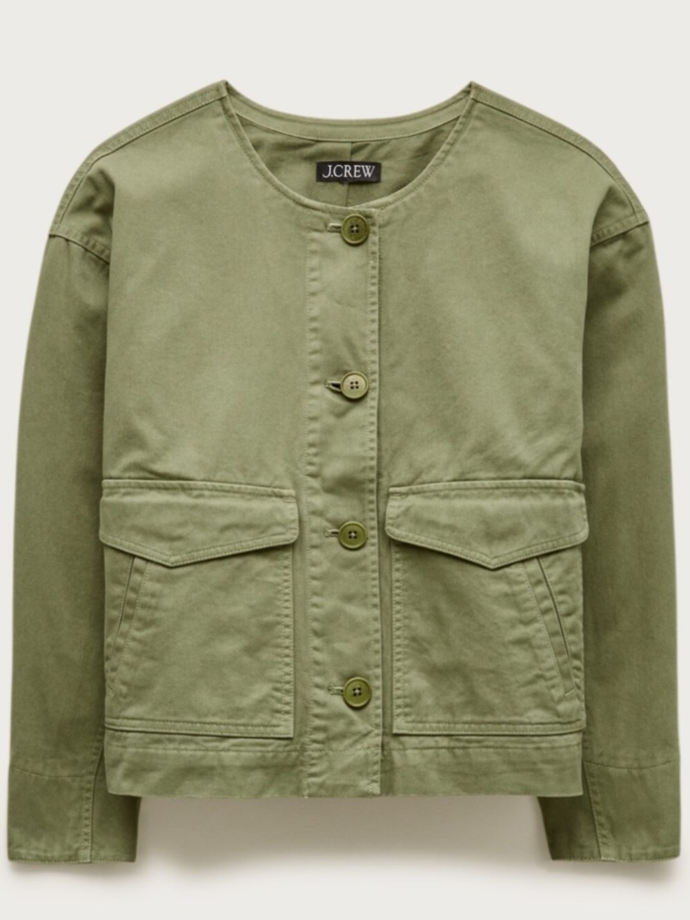 J. Crew Collarless utility jacket in brushed cotton twill
